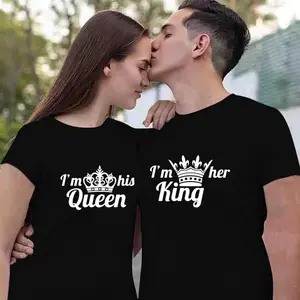 I Love You Pattern Cotton T-Shirt Couple Style - Casual Round Neck, Soft and Comfortable, Perfect for Couples, Ideal Casual Wear, Romantic Valentine's Day Gift for Him, Everyday Wear