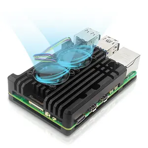 Beamo Dual Fan and Heatsink Aluminum Cooling Case for Raspberry Pi 5, Metal Performance Enhancer with Active Cooling and Efficient Heat Dissipation for Raspberry Pi 5 Board