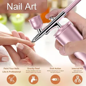 Airbrush Kit with Compressor .Brush for Nail Art Makeup Painting and Cake Decorating.High-Pressure Non-Clogging Air Brush Set Cordless Rechargeable with 0.3mm Nozzle and Cleaning