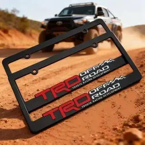 Durable Black ABS License Plate Frames – 2-Piece Set of Brand New, Universal Off-Road Style License Plate Holders – Stylish Automotive Exterior Accessories