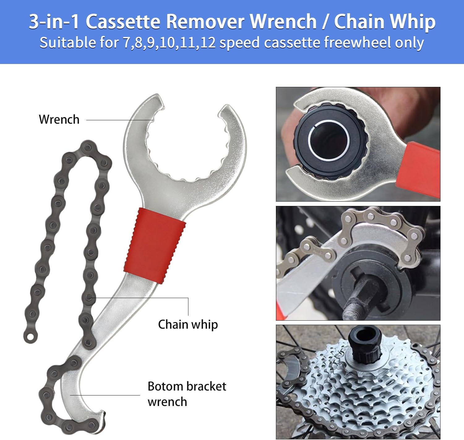 9Pcs Bicycle Repair Tool Kit Professional Bike Repair Tools Set  for Mountain Bike with 3-in-1 Cassette Remover Wrench Crank Puller Extractor Bottom Bracket Freewheel Remover Link Pliers Chain Breaker