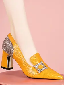 Women's Fashionable Rhinestone Decorated Snakeskin Print Heels, Elegant Pointed Toe High Heels for Party, Clubbing Heels, Daily Clothing Decor for Women & Girls