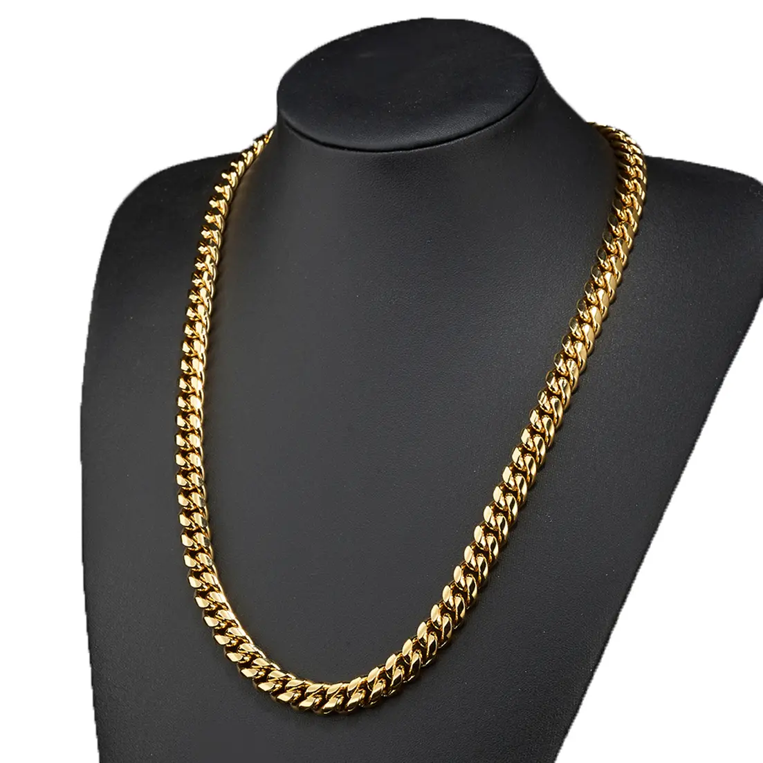 14K/18K Vacuum-gold Plated Whimsical Hip Hop Jewelry Stainless Steel Miami Cuban Link Chain Herringbone Necklace or Bracelet Fashion Accessory for Men and Women Unisex Monaco Italy Mexico & Micro Omise Chains for Husband Boyfriend Valentine's Day Birthday