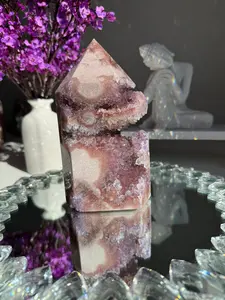 Druzy pink amethyst tower with amethyst   25712