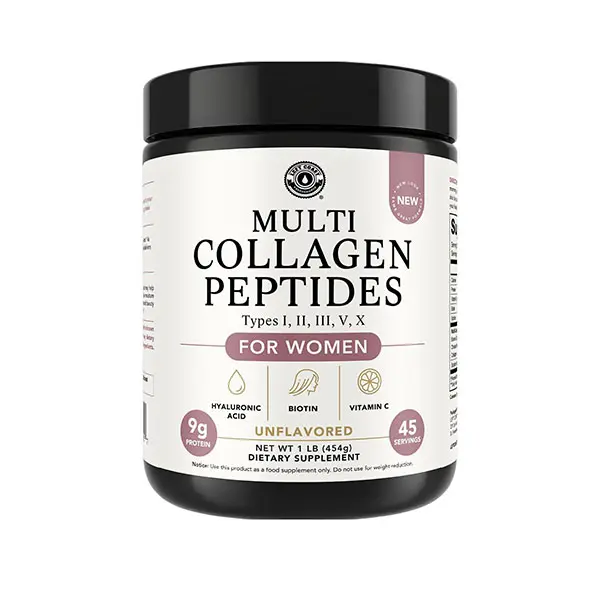 Multi Collagen Peptides Powder, Hydrolyzed Types I, II, III, V & X Collagen Protein with Hyaluronic Acid, Biotin & Vitamin C, Supports Skin, Hair, Nails, Joints & Gut Health, Keto Friendly, Non-GMO
