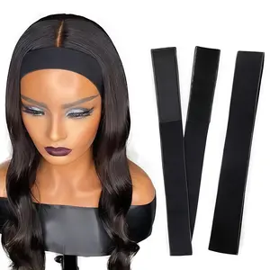 1pcs black headband, lazy elastic headband wig, women's black long straight split seamless headband half cover, daily integrated wig, elastic band, adjustable, black, elastic nylon, comfortable, breathable, anti slip, durable, soft fabric