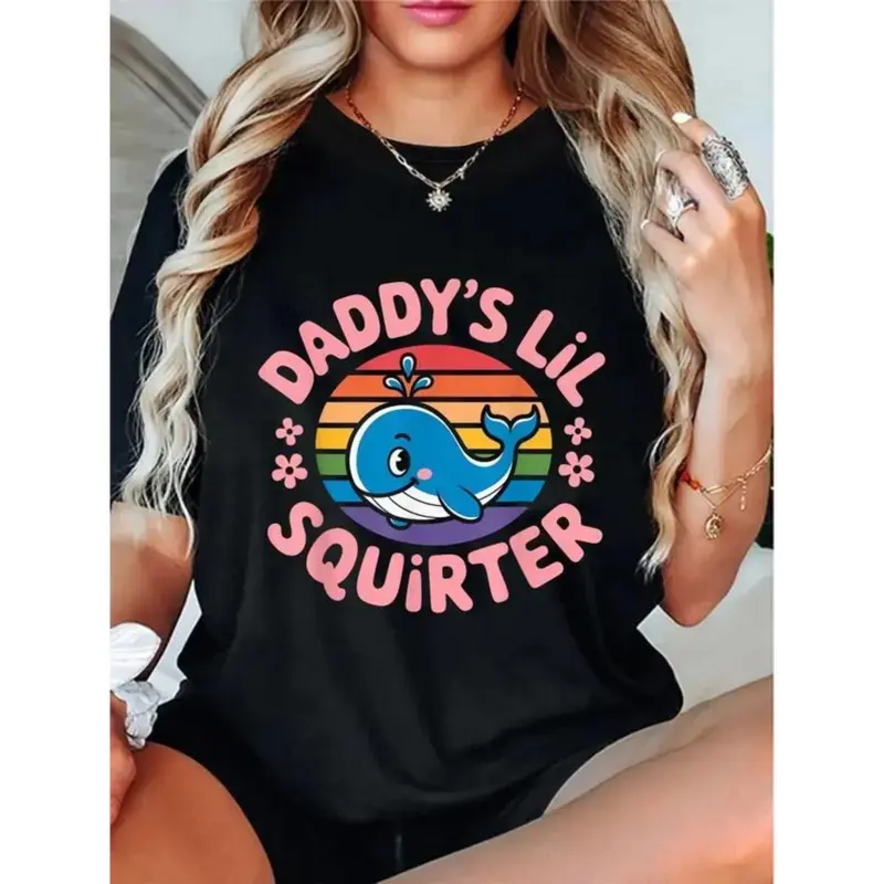 Unisex 100% Cotton Crew Neck Short-Sleeve Graphic T-Shirt - Funny Humor Themed, Casual Stylish, Multi-Size (Up to 5XL) for Dads' Lil Squirter Embarrassing Wear (Sports & Outdoor Top)