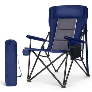 Sophia&William Oversized Folding Camping Chairs High Backrest Heavy Duty Lawn Chairs for Adults Support 500 LBS Portable Camp Chairs with Cup Holders Large Side Pocket for Outdoor