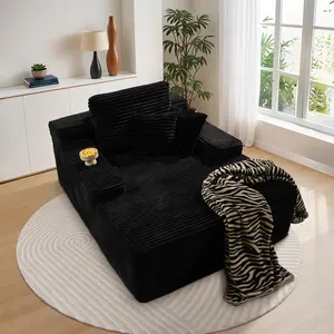 67" Chaise Lounge Chair Indoor, Oversized Boneless Corduroy Sleeper Sofa Bed with Soft Padding & Wide Armrests, No Assembly Comfy Fluffy Reading Couch for Living Room, Bedroom, Office