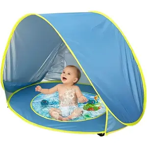Pop Up Baby Beach Tent & Pool Combo – Instant Setup Sun Shelter with UV Protection – Portable Shade Canopy with Carry Bag – For Beach, Camping, Travel & Backyard – Blue