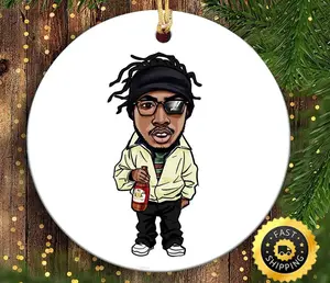 Ol’ Dirty Bastard Cartoon Style Wu Tang Christmas Ornament, Gift For Christmas, Hanging Christmas Tree, Ceramic And Acrylic Ornament