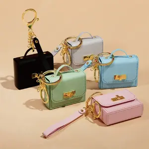 1pc PU Leather Mini Bag Keychain, Fashion Coin Purse with Gold Hardware - Small Wallet for Keys Coins
