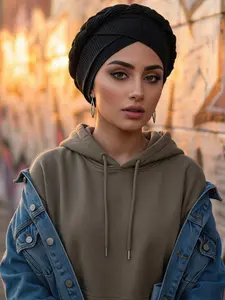 Multicolor Braided Turban Hat, European and American Fashion Twist Cap, Women's Elastic Striped Headscarf Hat, Spring Summer Trendy Turban, Turban Wrap, Turban Hijab