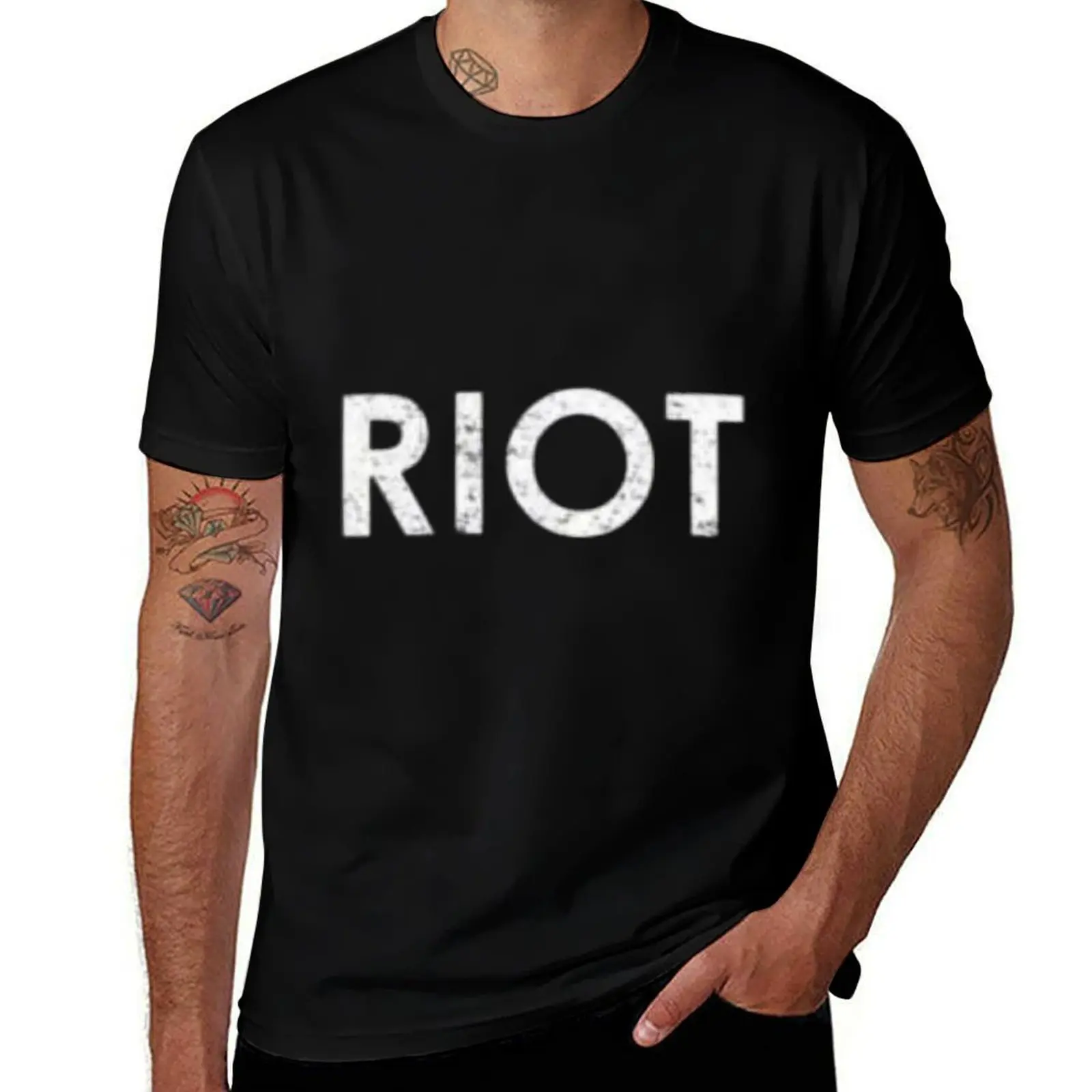 Riot Mens T Shirts Cotton Short Sleeve T-Shirt Crew Neck Tees Casual Shirt