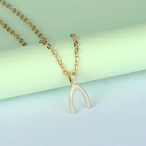 Wishbone Pendant Y-Shaped Clavicle Chain Short Necklace Accessories Fashion