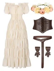 6 Pcs Renaissance Costume Women Medieval Dress for Women Cottagecore Dress Peasant Dress