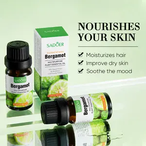 Bergamot Essential Oil 10ml,Natural Multipurpose Plant Oil for Skin Care Dry Skin Repair,Hair Moisturizing Split End Treatment,Aromatherapy Stress Relief & Body Massage Oil