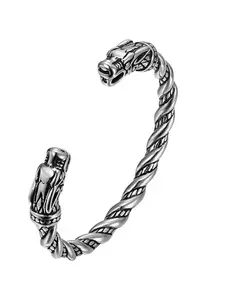 Nordic Viking Retro Dragon Wolf Head Bracelet for Men, Trendy Cool Wristband, Street Fashion, High-End Personality Jewelry, Unique Accessory, Alloy Bracelet