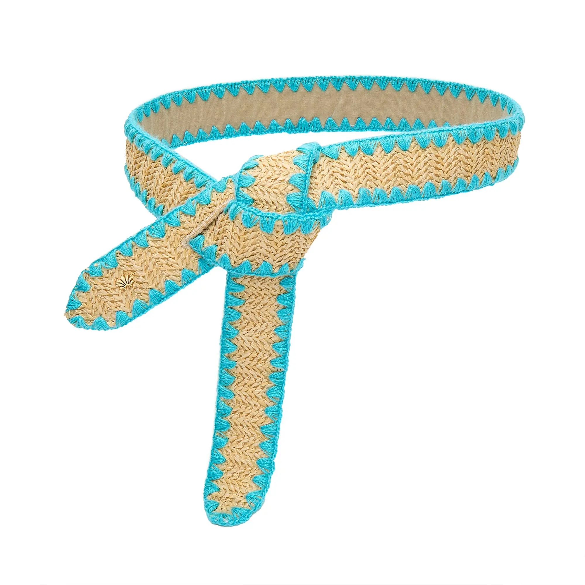 TURQUOISE ADJUSTABLE RAFFIA KNOT BELT