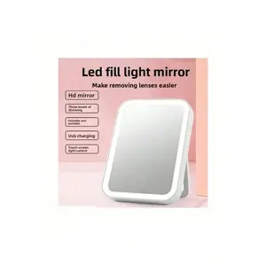 Portable Compact Makeup Mirror with HD Mirror Surface, 3 Adjustable Brightness Levels, Foldable Design & USB Rechargeable. Perfect for Travel & Daily Use, Ideal Valentine's Day Gift for Women