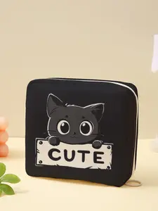 Portable Cat Pattern Sanitary Pad Storage Bag, Lightweight Women's Organizer, Travel Cosmetic Box, Cosmetic Bags, Travel Beauty Bag, Makeup Pouch, Cute Random Print, All Seasons