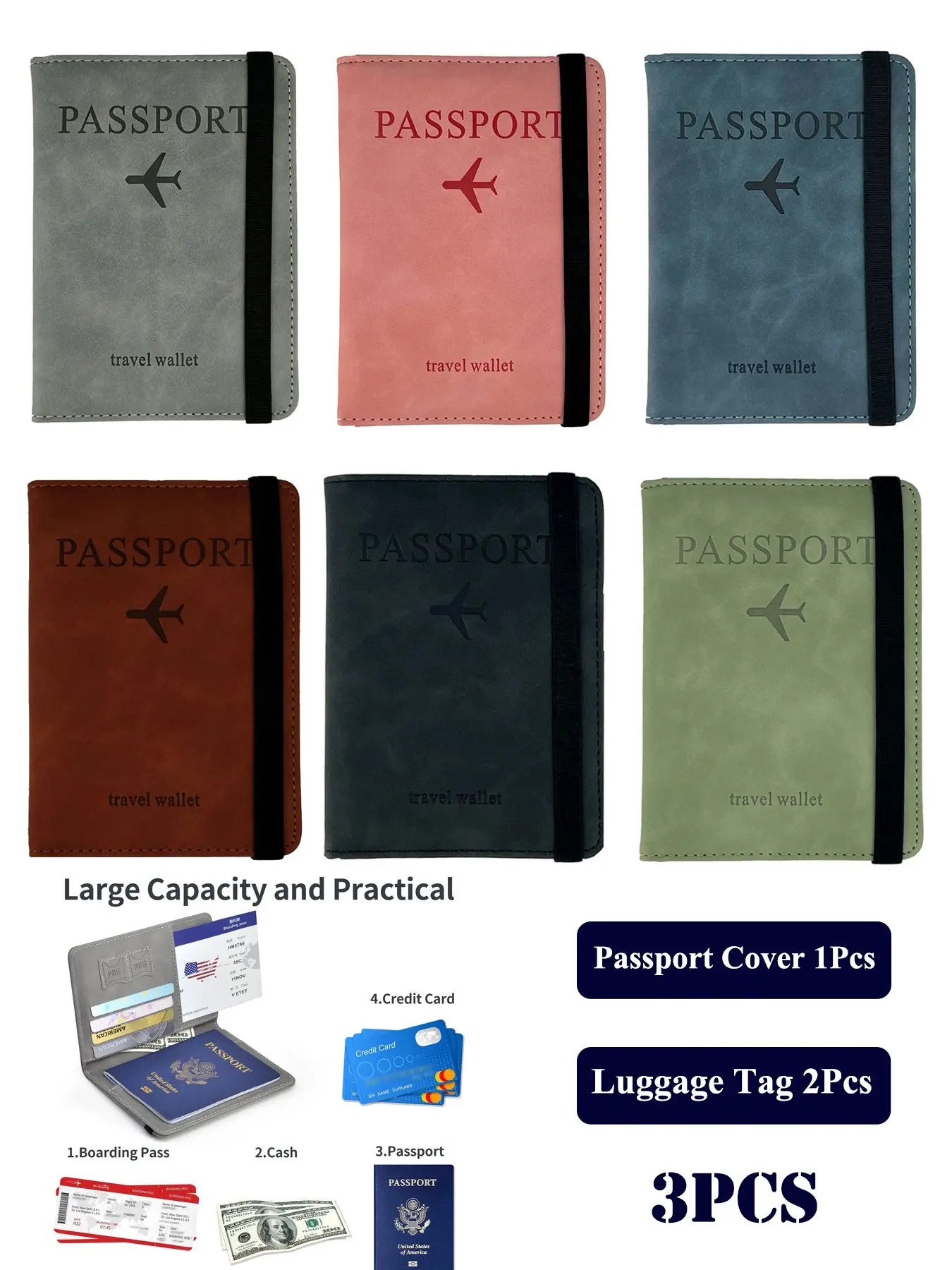 3-Piece Multifunctional Passport Holder Set, Safe Durable Design, Ideal for Daily Use, Perfect Gift for Couples, Parents, Friends, Travel Accessories, Passport Cover, Passport Wallet, Travel Essentials