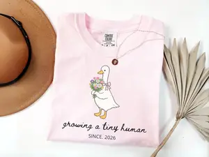 Comfort Colors® Custom Growing A Tiny Human Silly Goose T-shirt, Pregnancy Announcement Tee, Baby Reveal Shirt, Expecting Mom Sweatshirt, Mother's Day Gift