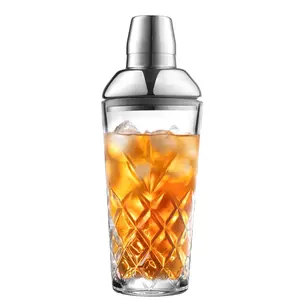 Royalty Art Kinsley Martini Shaker for Dirty Cocktails, Homemade Drinks, and Vintage Bartending with Stainless Steel Cap and Designer 24-oz. Glassware Tumbler, Crystal Clear for Stylish Mixology