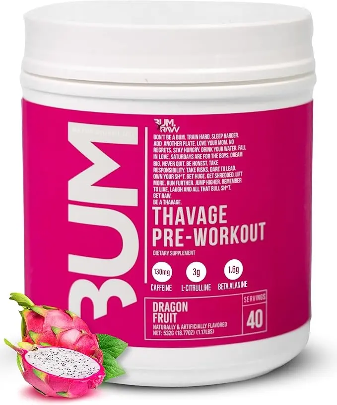BUM Thavage Pre-Workout Dragon Fruit, 40 Servings (532 g)