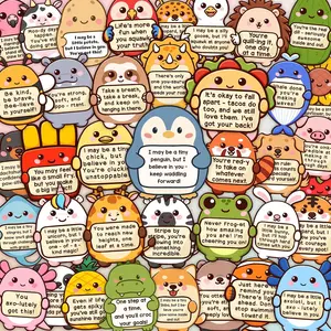 Tiny Cheer Squad 200PCS Emotional Support Animals Positive Affirmation Sticker Pack, Cute Animal Vinyl for Water Bottle Laptop Computer Luggage Inspirational Mental Health Decoration