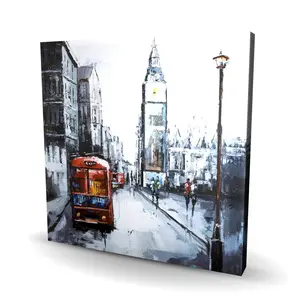 360 Stand High-Def London Theme Art Print - Modern Abstract Art, Red Bus Design, 24x24in Red Home Decoration Artwork, Living Room Wall Decor, Thoughtful Gift for Home Supplies Enthusiasts, Artistic