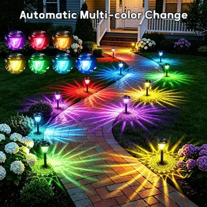 Solar Pathway Lights Outdoor 2/10Pack, 2026 Upgraded Stainless Steel Glass RGB Color Changing + Warm White Auto On/Off, word 8-12 Hrs IP65 Waterproof Landscape Lighting for Garden Walkway Yard Driveway,Christmas Housewarming Gardening Lover Gifts