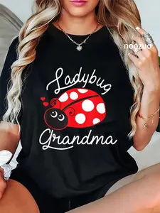 100% Cotton Ladybug Grandma Cute Ladybug T-Shirt Cute Ladybug Lover Clothing For Grandma