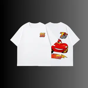 Lightning MC 95 Red Car Cartoon Racing Car T-Shirt Gildan Unisex Graphic Tee - Funny Car Shirt, Vintage Cartoon Vehicle Tee, Kids Racing Car Lover Gift, Casual Streetwear Cotton Shirt