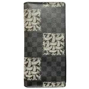 Pre-owned Louis Vuitton Canvas Small Leather Goods Portefeuille Brazza Damier Graphite Wallet