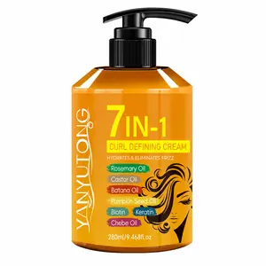 7-in-1 Curl Defining Cream for Wavy, Curly & Coily Hair, Lightweight Styling Cream Helps Moisturize Dry Hair, Smooth Frizz, Add Shine & Soft Definition, Non-Sticky Pump Hair Cream