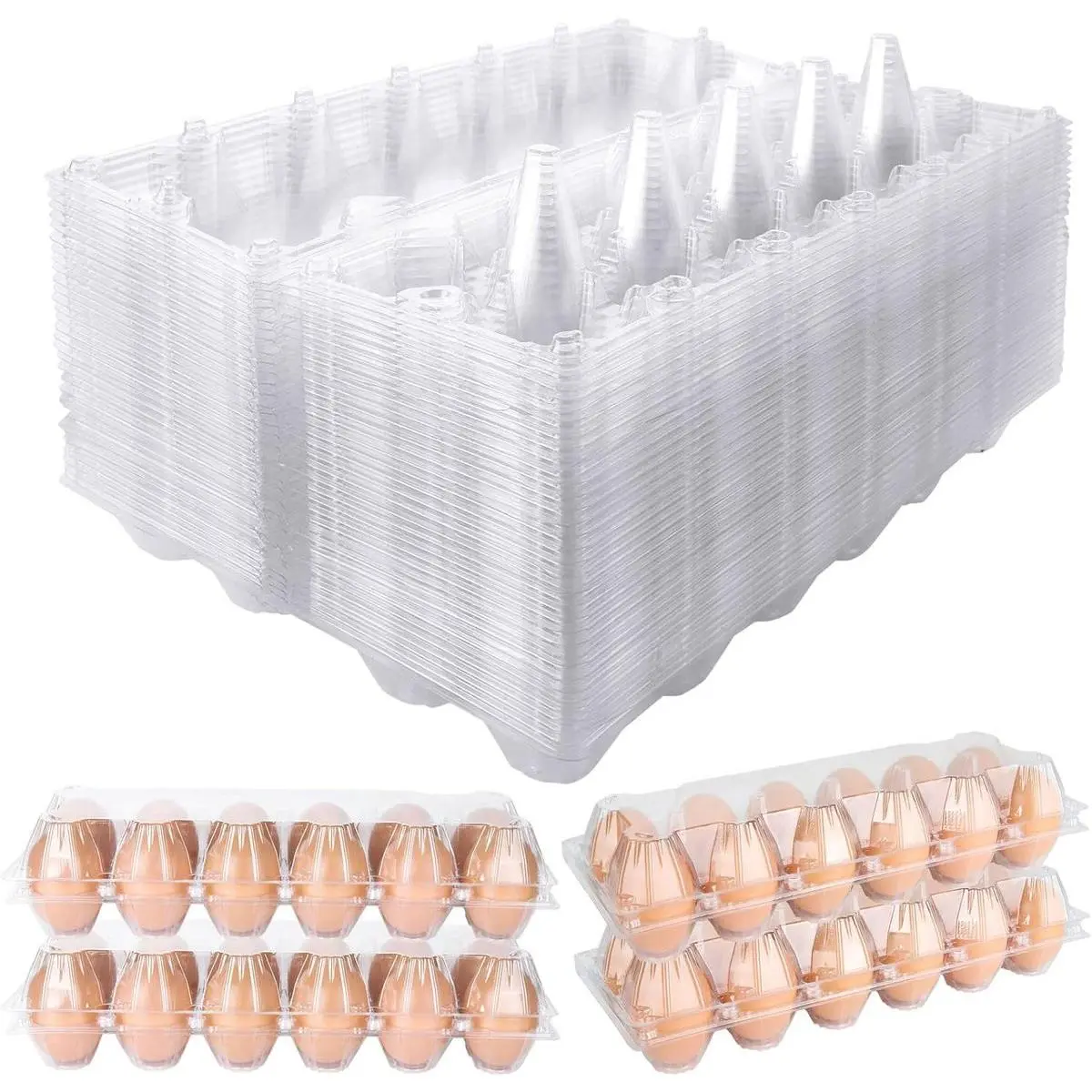 Plastic Egg Cartons Bulk, 36 Packs Empty Clear Plastic Egg Carton Holds Up to 12 Eggs, Reusable Chicken Egg Tray Holders for Family Pasture Chicken Farm, Business Market Display, Storage