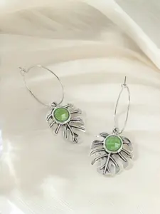 Ladies' Hanging Earrings with Turtle Back Bamboo Leaf Shape Inlaid with Green Synthetic Zircon, Fresh and Natural Tourism Vacation Earrings Dangling Earrings