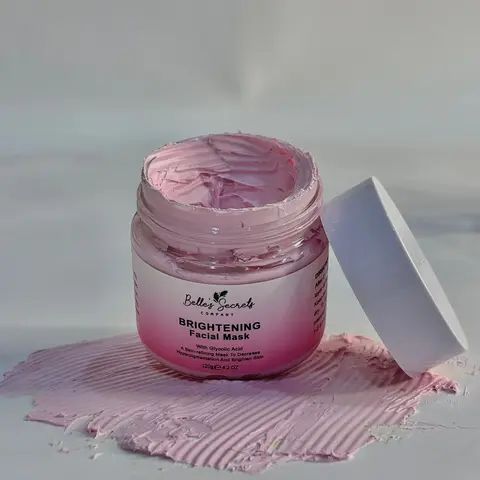 Belle's Secret Brightening Clay Mask - Cleanses Pores, Fights Acne, Softens Skin, Contains Bentonite Clay & Aloe Vera - Facial, Peppermint, Glycolic
