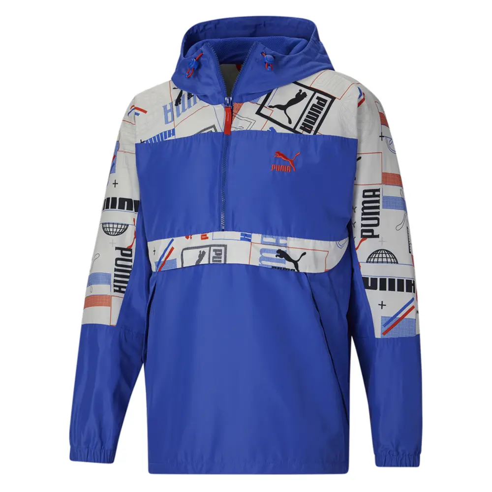 PUMA Mens Classics Gen. Woven Quarter Zip Jacket Athletic Outerwear Casual - Blue