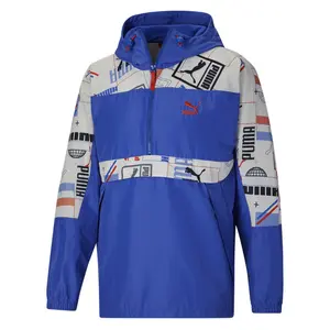 PUMA Mens Classics Gen. Woven Quarter Zip Jacket Athletic Outerwear Casual - Blue