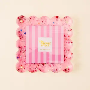 Confetti Pink Square Scalloped Acrylic Frame