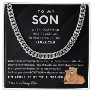 To My Son Boy Gift Stainless Steel Cuban Chain Necklace From Women Mother Mom Birthday Fashion Jewelry Gifts