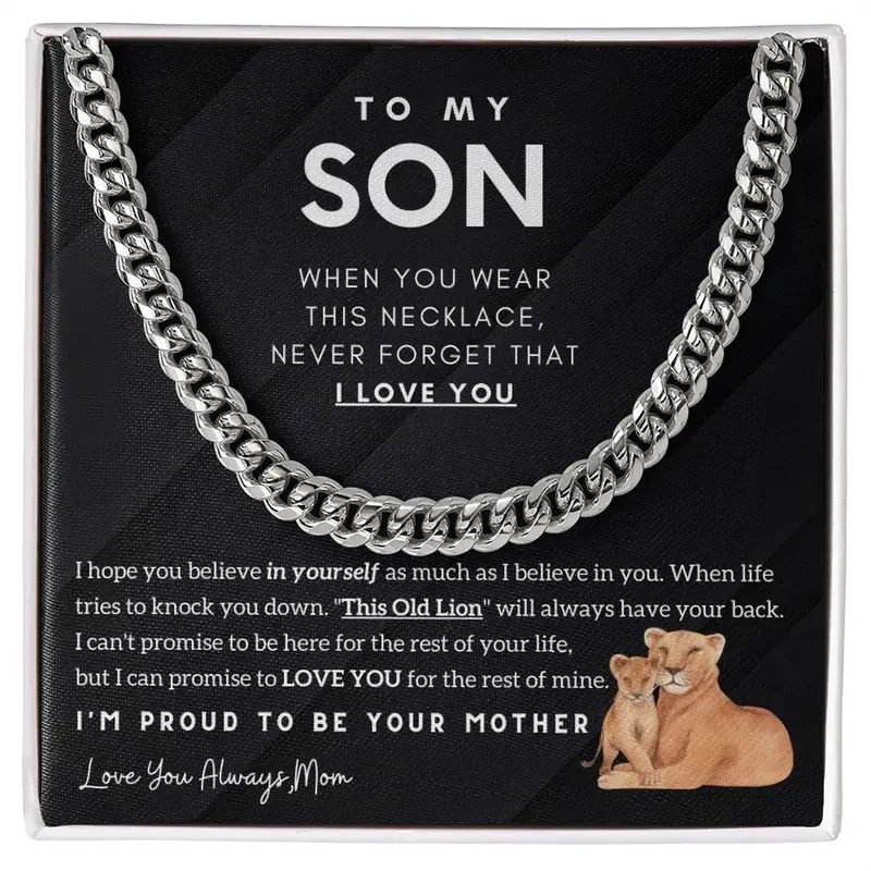 To My Son Boy Gift Stainless Steel Cuban Chain Necklace From Women Mother Mom Birthday Fashion Jewelry Gifts