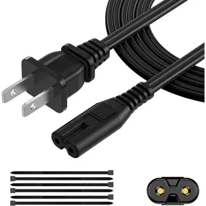 AC Power Cord 3FT (1 Pack), 2 Prong TV Power Cord, Power Supply Cable Replacement for Xbox , PS3, PS4, PS5, Compatible for Printer, Monitor, Sound Bar, Game Console