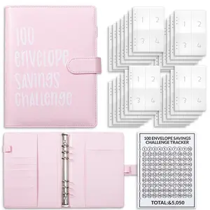 A5 Size 100 Envelope Challenge Savings Notebook, including numbered cards and 100-day tracking sheet, money-saving book