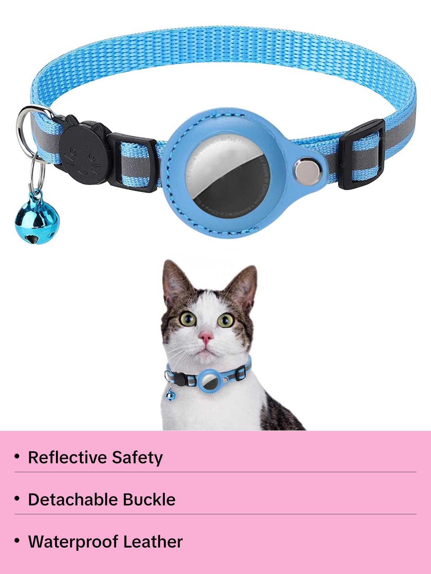 Cat Collar For Air Tag Detachable Cat Collars With Bells Safety Buckle Locator Leather Pet Collar For Cat Kitten Small Dog Cat Collar For Air Tag Detachable Cat Collars With Bells Safety Buckle Locator Leather Pet Collar For Cat Kitten Small Dog