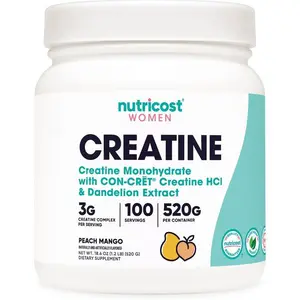 Nutricost Creatine Monohydrate Powder for Women, Micronized, Peach Mango, 100 Servings - Vegetarian, Non-GMO, Gluten Free