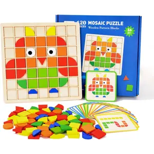Wooden Graphic Block Puzzle Tangram|   Geometric Mosaic Puzzle Game for Kids and Adults|   Logic, creativity and early learning toys, suitable for home or classroom use|   Valentine's Day Countdown--A Smart Gift Full of Love!