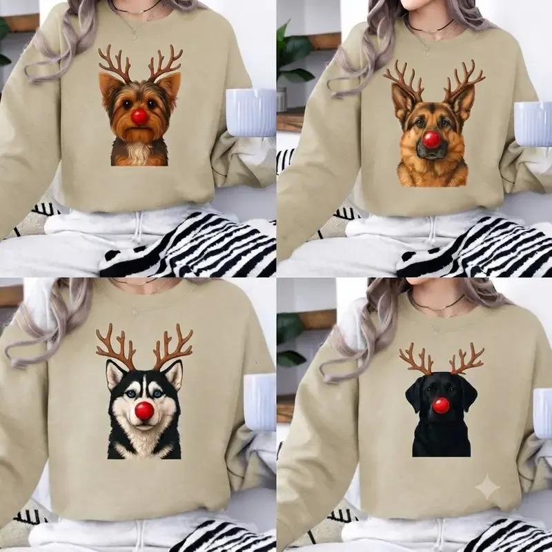 50+ Dog Breeds Christmas Sweatshirt – Custom Reindeer Dog Graphic Crewneck, Cute Holiday Pet Pullover, Cozy Xmas Gift for Dog Lovers
